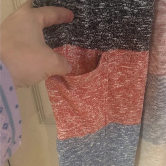 Tribal Jeans Lightweight Soft Open Front Striped Oversized Long Cardigan Sweater - Picture 2 of 6